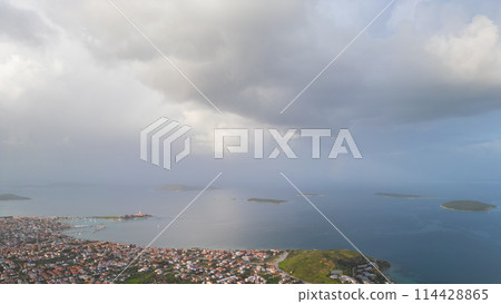 Urla Cesmealti aerial view with drone. Turkey's touristic seaside town in the Aegean. Urla , Cesmealti. High quality photo Urla Cesmealti aerial view with drone. Turkey's touristic seaside town in the Aegean. Urla , Cesmealti. High quality photo 114428865