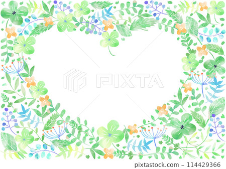 Watercolor floral heart frame 1854 Watercolor floral heart frame 1854 114429366