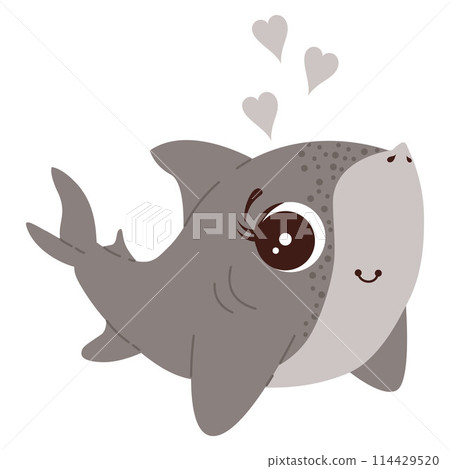 Cartoon shark Ocean animal Exotic underwater cute creature Marine life Isolated Backgrounds Cartoon shark Ocean animal Exotic underwater cute creature Marine life Isolated Backgrounds 114429520