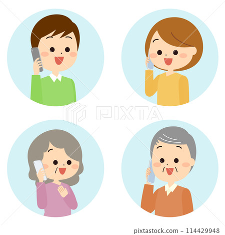 Set of people talking on smartphones Set of people talking on smartphones 114429948