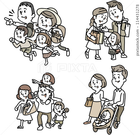家庭郊遊的插畫集 家庭郊遊的插畫集 114431278