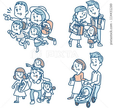 Family outing illustration set 114431280