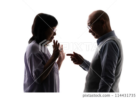 剪影擔心的年長夫婦 114431735