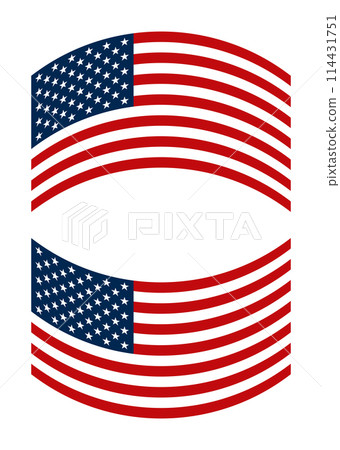 Flag of the United States, curved up and down. The American flag, also known as The Stars and Stripes, Red, White, and Blue, Old Glory, and the The Star-Spangled Banner. Isolated illustration. Vector Flag of the United States, curved up and down. The American flag, also known as The Stars and Stripes, Red, White, and Blue, Old Glory, and the The Star-Spangled Banner. Isolated illustration. Vector 114431751