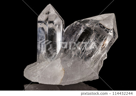 Macro mineral stone rhinestone, rock crystal on a black background Macro mineral stone rhinestone, rock crystal on a black background 114432244