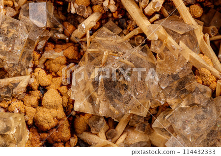 Macro stone mineral Fluorite on a black background Macro stone mineral Fluorite on a black background 114432333