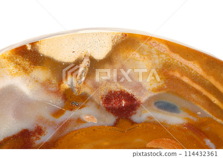 Macro stone Flint mineral on white background 114432361