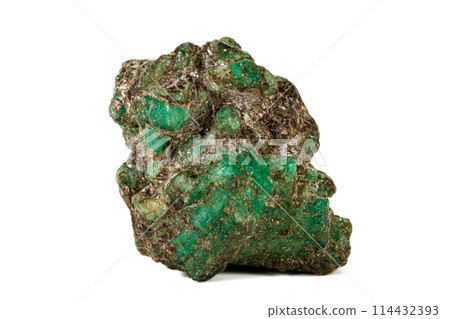 Macro tourmaline mineral stone on white background Macro tourmaline mineral stone on white background 114432393