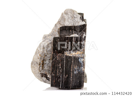 Macro of a mineral stone Vesuvianite on a white background Macro of a mineral stone Vesuvianite on a white background 114432420