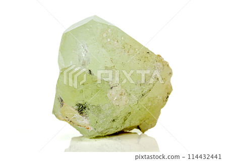 Macro stone mineral Datolite on a white background Macro stone mineral Datolite on a white background 114432441