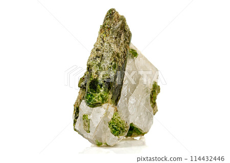 Macro stone mineral Datolite on a white background 114432446