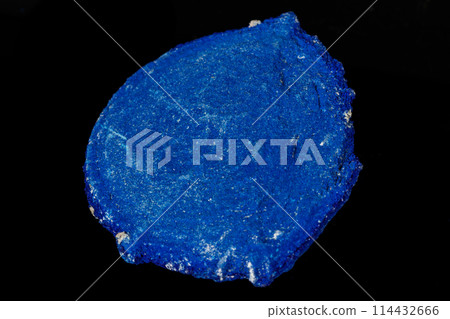 Macro mineral stone Azurite in siltstone against black background 114432666
