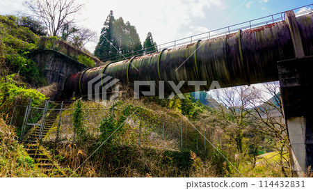Waterway pipe of Oyama Dam in Hita City, Oita Prefecture Waterway pipe of Oyama Dam in Hita City, Oita Prefecture 114432831