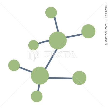 Molecular model in flat design. Atom molecule structure with connections. Vector illustration isolated. Molecular model in flat design. Atom molecule structure with connections. Vector illustration isolated. 114432960