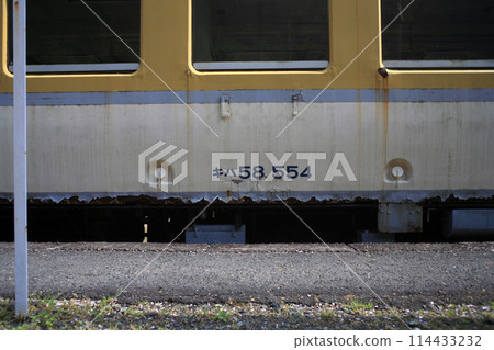 Preserved Kiha 58 vehicle at an abandoned railway station Preserved Kiha 58 vehicle at an abandoned railway station 114433232