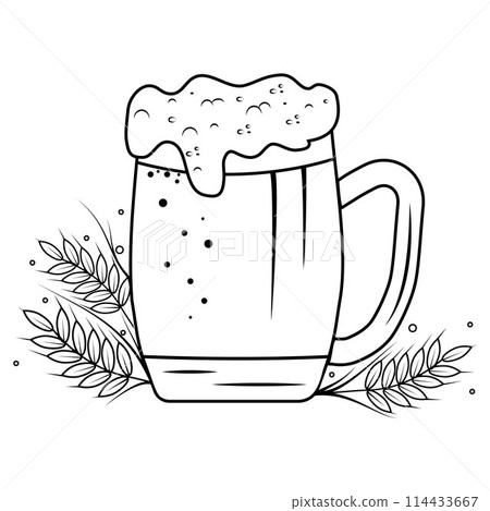Beer in a mug, vector isolated illustration on a white background 114433667