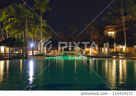 Luxury hotel swimming pool at night Luxury hotel swimming pool at night 114434172