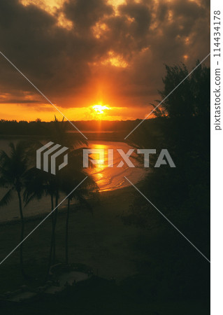 Coast stained at sunset Coast stained at sunset 114434178