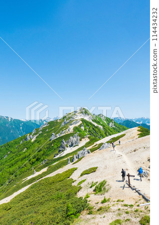 Climbing Mt. Tsurugidake in summer (view of the summit from Tsurugi Sanso) Climbing Mt. Tsurugidake in summer (view of the summit from Tsurugi Sanso) 114434232