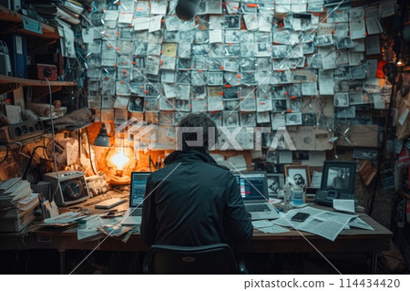 Journalist Seeking Truth Amidst Information Chaos Journalist Seeking Truth Amidst Information Chaos 114434420
