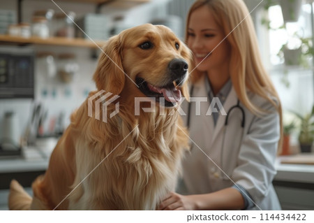 Friendly Dog at the Vet Clinic Friendly Dog at the Vet Clinic 114434422