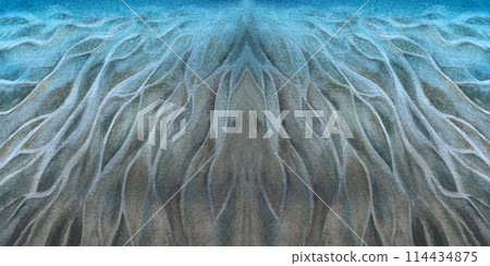 Seascape with sand and stones on the seabed under blue water, bright sky for realistic and abstract design template. Watercolor illustration for background, clipart, invitation, wallpaper, banner, Seascape with sand and stones on the seabed under blue water, bright sky for realistic and abstract design template. Watercolor illustration for background, clipart, invitation, wallpaper, banner, 114434875