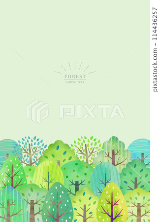 Fresh green forest (watercolor style vector) 114436257