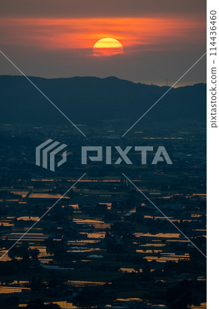 沐浴在夕陽下的礪波平原三鄉村（5月）｜從富山縣礪波市三鄉村展望台拍攝 114436460