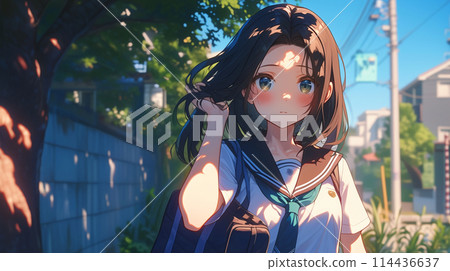 梳頭髮的女學生 梳頭髮的女學生 114436637