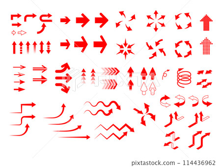 Various types of arrow icon set (red) 114436962