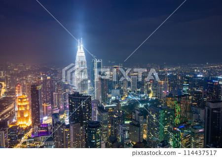 Night view of Kuala Lumpur from KL Tower, Malaysia, Petronas Twin Towers 114437517