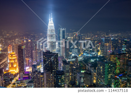 Night view of Kuala Lumpur from KL Tower, Malaysia, Petronas Twin Towers 114437518