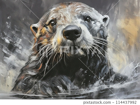油畫風格海獺AI影像 114437992