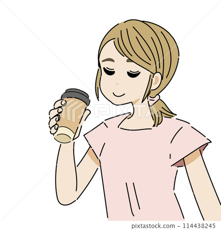 Smiling woman drinking a drink 114438245