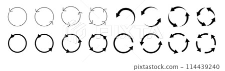 Circle arrow icon set. circular arrow icon refresh reload. Set of circle arrows. Vector 114439240