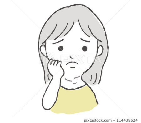 Illustration material: A woman who is concerned about wrinkles on her neck Illustration material: A woman who is concerned about wrinkles on her neck 114439624