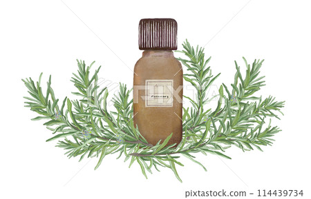 迷迭香和精油瓶、精油和香氣、芳香植物 迷迭香和精油瓶、精油和香氣、芳香植物 114439734