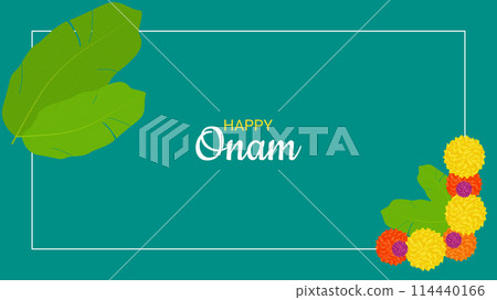 Onam Indian Festival Kerala State. Floral patterns. Happy Onam holiday. Poster Banner Design. Vector illustration. Onam Indian Festival Kerala State. Floral patterns. Happy Onam holiday. Poster Banner Design. Vector illustration. 114440166