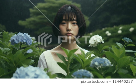 直視繡球花的女人 114440237