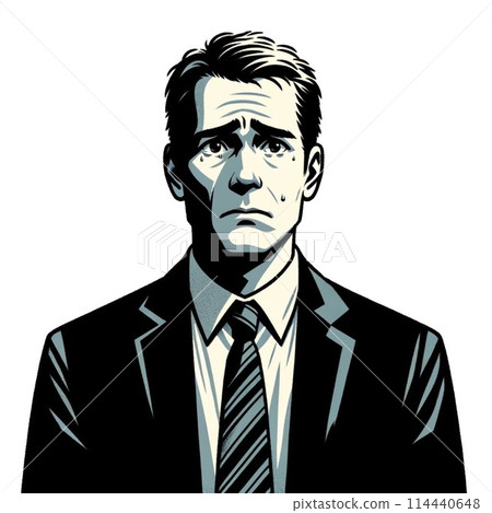 一位男性辦公室職員，表情困擾 114440648