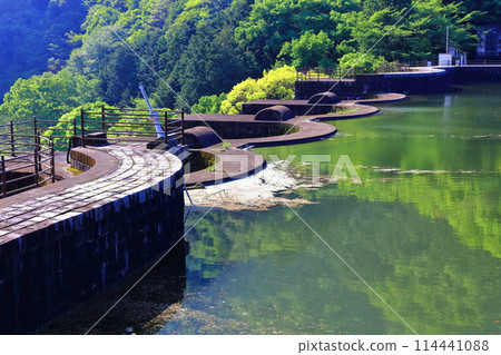 [香川縣] 全國第一座石砌連拱壩－Totoshi Pond Dam（Totoshi Pond Dam）春天杜鵑花盛開 114441088