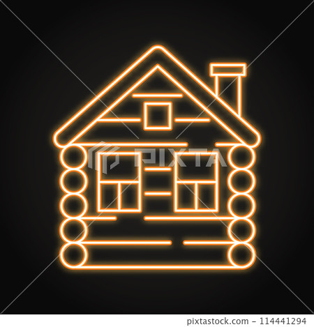 Wooden country house neon icon 114441294