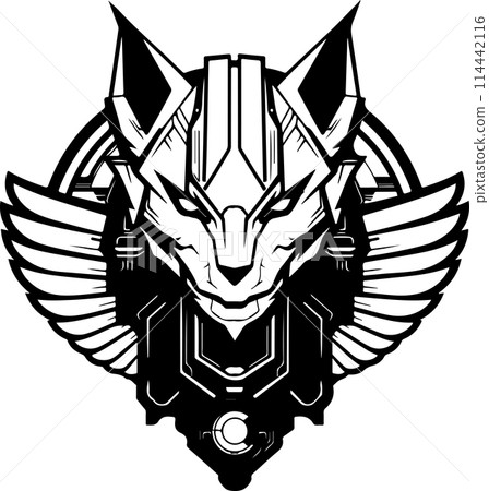 A sphinx cat with a menacing look on its face. The cat is surrounded by a diamond shape. A sphinx cat with a menacing look on its face. The cat is surrounded by a diamond shape. 114442116