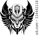 Abstract futuristic pharaoh man sphinx emblem logo template. Print, tattoo illustration of pharaoh 114442118