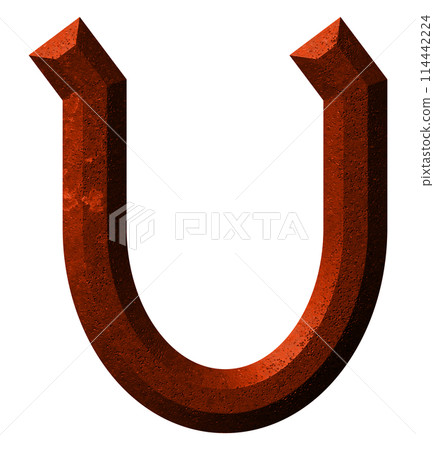 3D rendered illustration. Beveled stone letter. Custom art font. 114442224