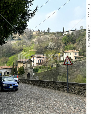 Upper Bergamo - beautiful medieval town in north Italy 114442304