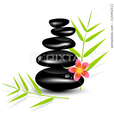 Hot Stone Massages and bamboo leaf Hot Stone Massages and bamboo leaf 114442311