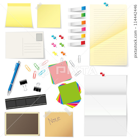 Paper and office supplies vector Paper and office supplies vector 114442446