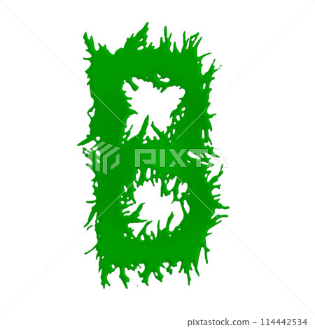 Green slime letter on white background. Custom art font.3D rendered illustartion. 114442534
