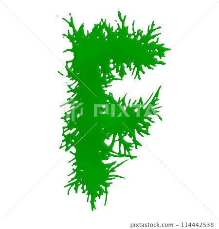 Green slime letter on white background. Custom art font.3D rendered illustartion. Green slime letter on white background. Custom art font.3D rendered illustartion. 114442538